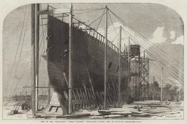 Proue du Leviathan (Great Eastern) Steam-Ship pendant la construction